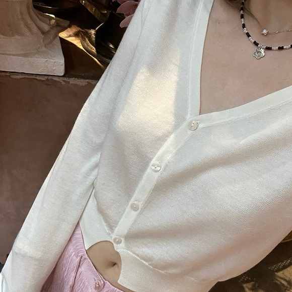 Cream Button-Up Cardigan - Picture 1 of 4
